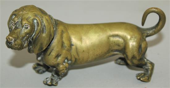 An early 20th century Austrian bronze model of a Daschund, 5in.